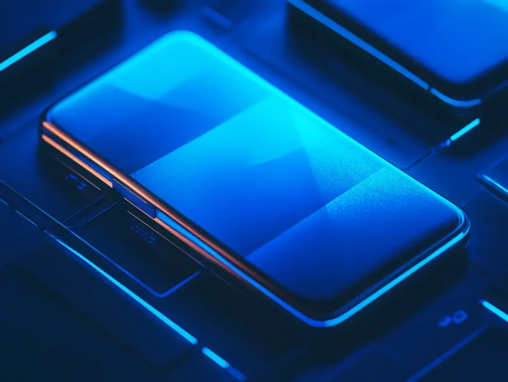 eSIM blue android interface. 