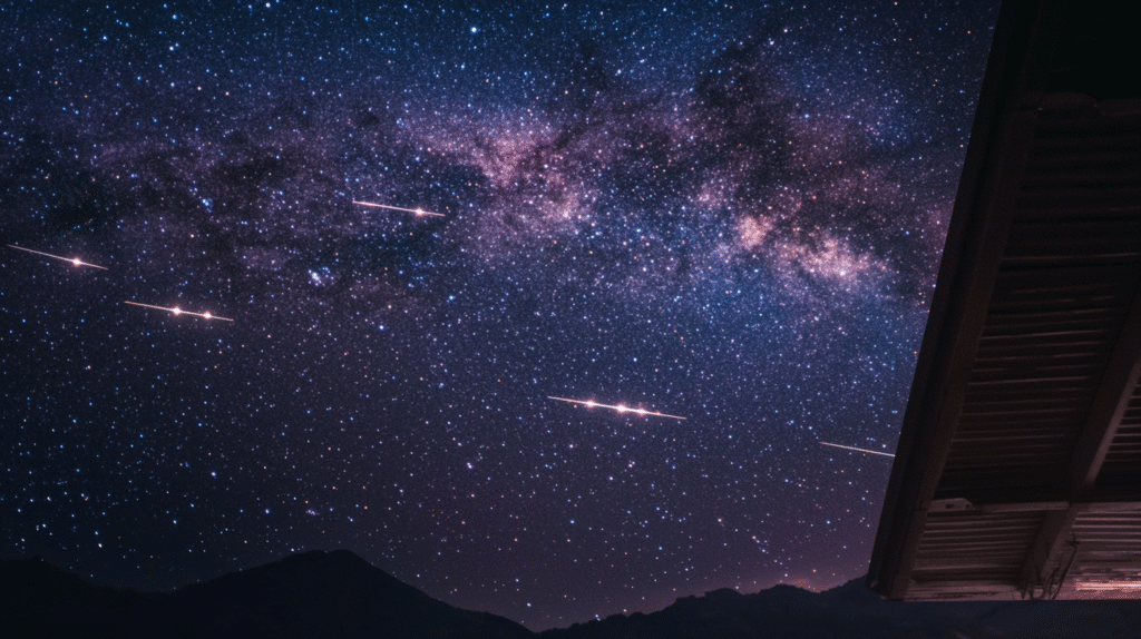 eSIMs are used in space technology thanks to the eUICC tech. This image shows a starry night with satellites crossing the vast cosmos. Perhaps the stars are our destiny.