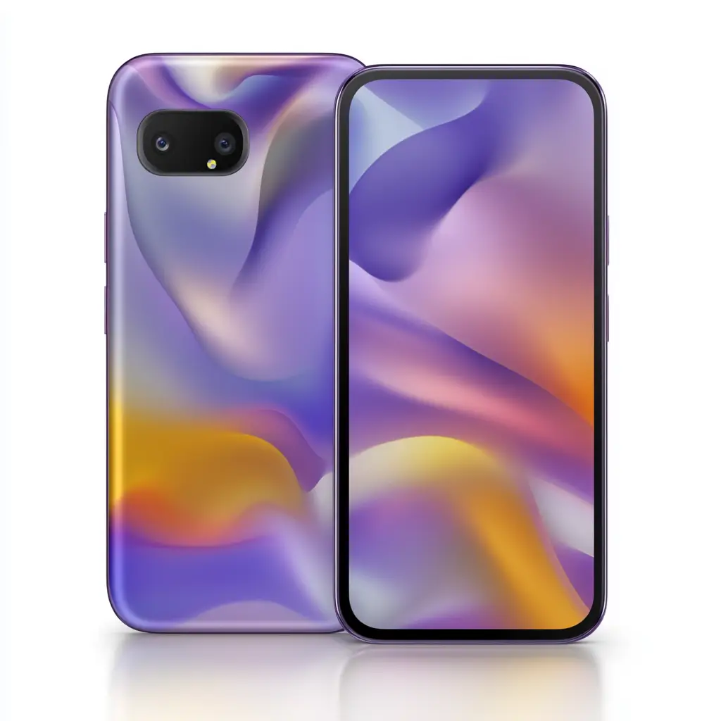 Google Pixel smart phone model with display facing front. 